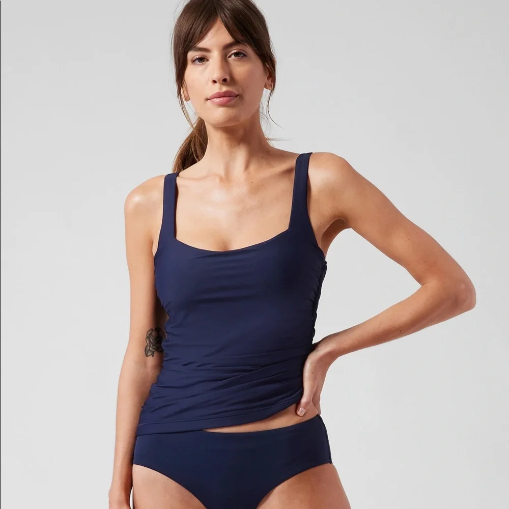Athleta TALL Square Neck Bra Cup Tankini 36B/C Tall Navy - Picture 1 of 10